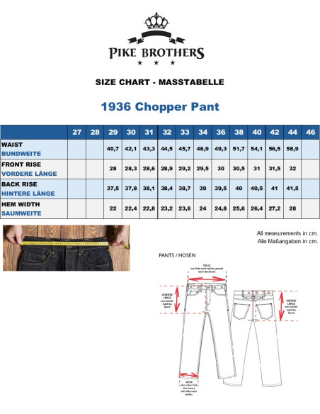 Vaqueros de orillo 1936 Chopper Pant 11 oz Metal Pike Brothers