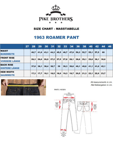 Denim jeans 1963 Roamer Pant 11oz METAL - Pike...