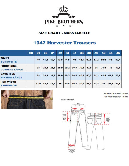 Pantalon 1947 Harvester Trousers Owen Blue - Pike Brothers