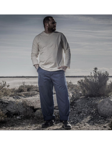 PANTALON CARGO HBT INDIGO - Fleurs de Bagne