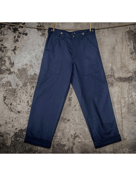 PANTALON CARGO HBT INDIGO - Fleurs de Bagne