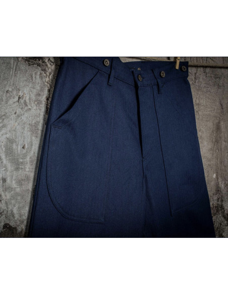 PANTALON CARGO HBT INDIGO - Fleurs de Bagne