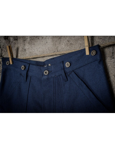 HBT INDIGO CARGO TROUSERS - Fleurs de Bagne