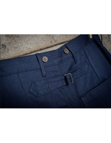 HBT INDIGO CARGO TROUSERS - Fleurs de Bagne