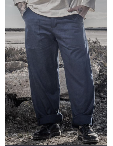 PANTALON CARGO HBT INDIGO - Fleurs de Bagne