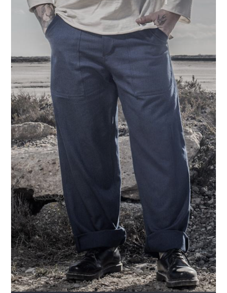 PANTALON CARGO HBT INDIGO - Fleurs de Bagne