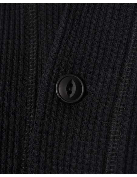 T-SHIRT HENLEY STRUKTURIERT SCHWARZ - 1936 WAFFLE SHIRT BLACK PIKE BROTHERS