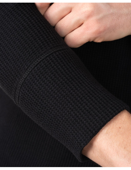 BLACK WAFFLE HENLEY T-SHIRT - 1936 WAFFLE SHIRT BLACK PIKE BROTHERS