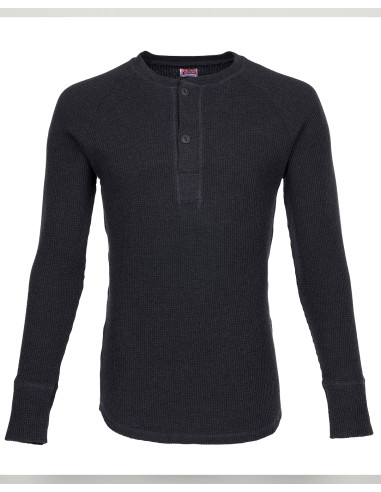 T-SHIRT HENLEY gaufré GRIS METAL- 1936 WAFFLE...