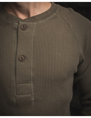T-Shirt Henley Waffle OD - 1936 Waffle Shirt...