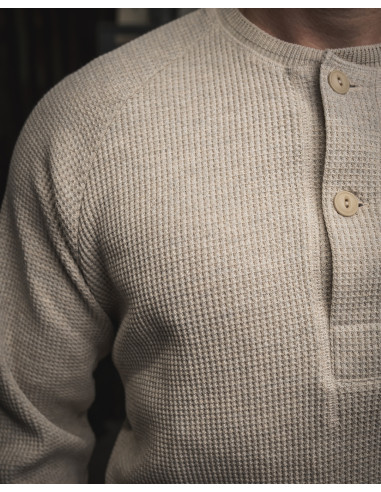 T-Shirt Henley Gaufré Ecru - 1936 Waffle Shirt...