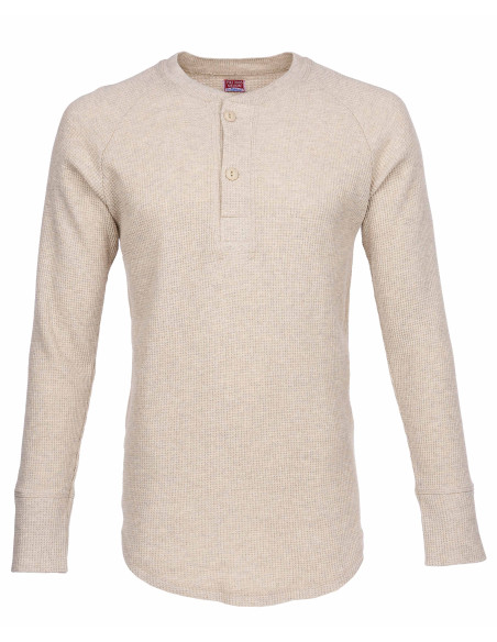 T-Shirt Henley Waffle Ecru - 1936 Waffle Shirt Natural Pike Brothers