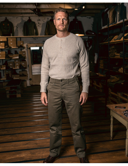 T-Shirt Henley Gaufré Ecru - 1936 Waffle Shirt natural Pike Brothers