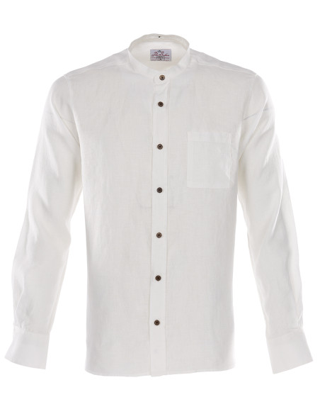 Wit linnen hemd met staande kraag 100% linnen - 1923 Buccanoy Shirt linen ecru Pike Brothers