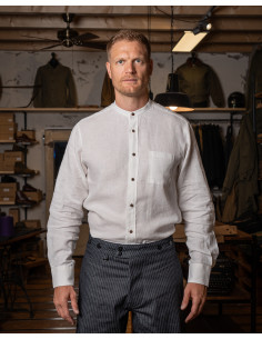 Chemise col mao 100% lin blanche - 1923 Buccanoy Shirt...