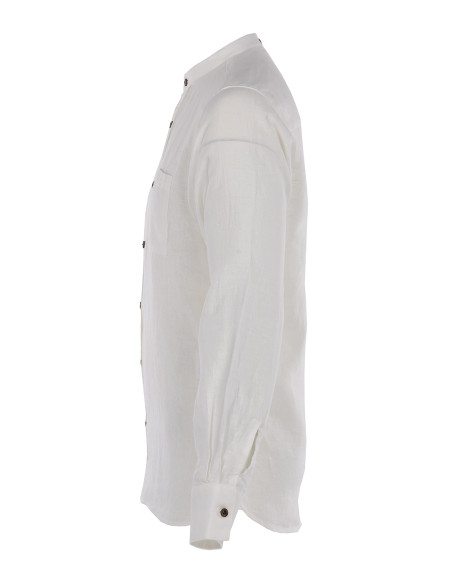 White 100% linen Mandarin collar shirt - 1923 Buccanoy Shirt linen ecru Pike Brothers