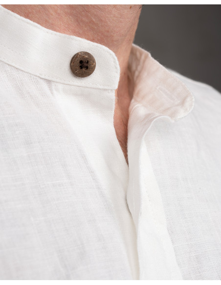 Weißes Leinenhemd mit Stehkragen 100 % Leinen – 1923 Buccanoy Shirt linen ecru Pike Brothers