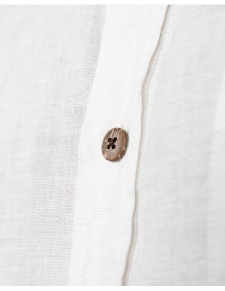 White 100% linen Mandarin collar shirt - 1923 Buccanoy Shirt linen ecru Pike Brothers