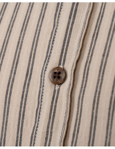 Grey 100% Cotton Mao Collar Shirt - 1923 Buccanoy Shirt Iwaki Grey - Pike Brothers