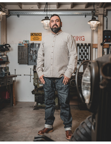 Chemise col mao 100% coton grise - 1923 Buccanoy Shirt Iwaki grey - Pike Brothers