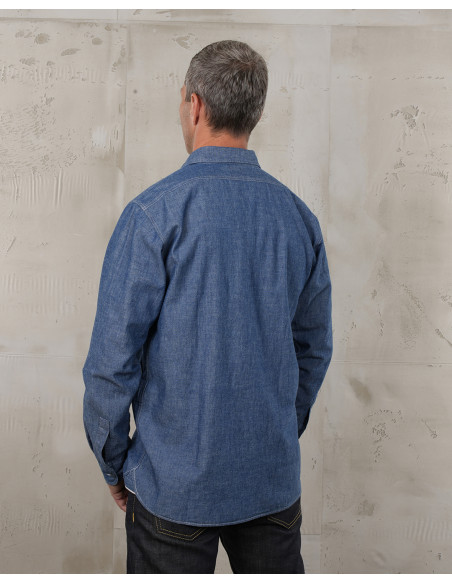 Hemd 1940 USN Chambray Shirt Harbor Blue - Pike Brothers