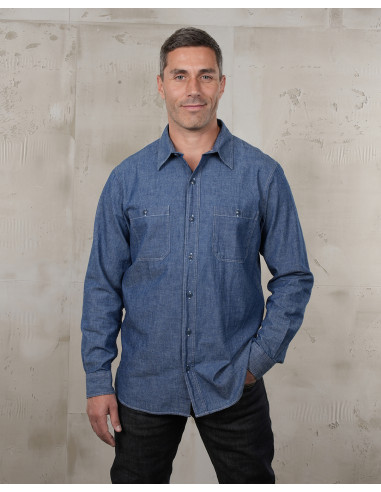 Chemise 1940 USN Chambray Shirt Harbor Blue -...
