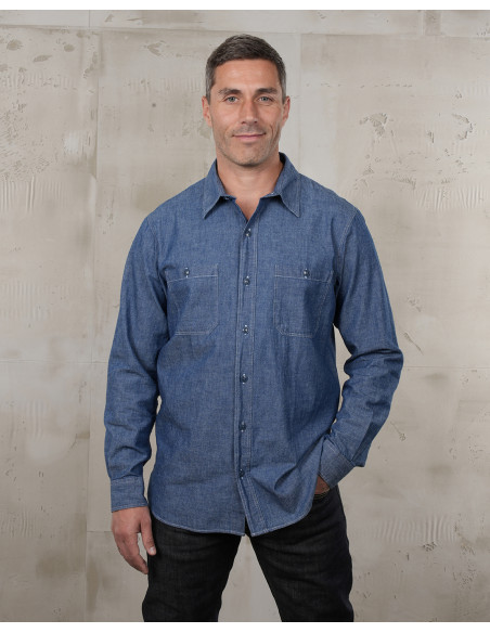 1940 USN Chambray Shirt Harbor Blue - Pike Brothers