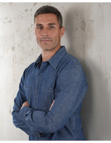 Chemise 1940 USN Chambray Shirt Harbor Blue -...