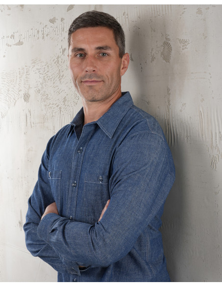 Chemise 1940 USN Chambray Shirt Harbor Blue - Pike Brothers