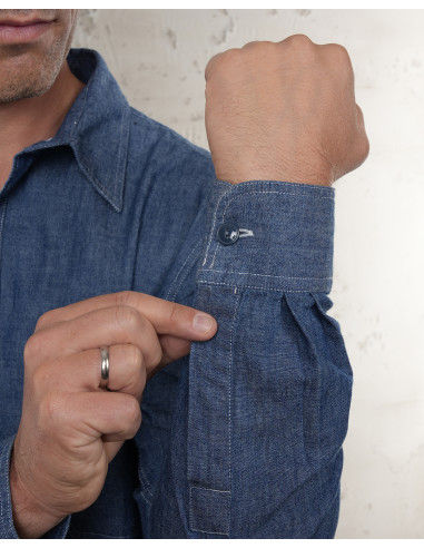Hemd 1940 USN Chambray Shirt Harbor Blue - Pike...