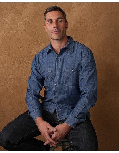 Chemise 1940 USN Chambray Shirt Harbor Blue -...