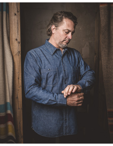 Hemd 1940 USN Chambray Shirt Harbor Blue - Pike...