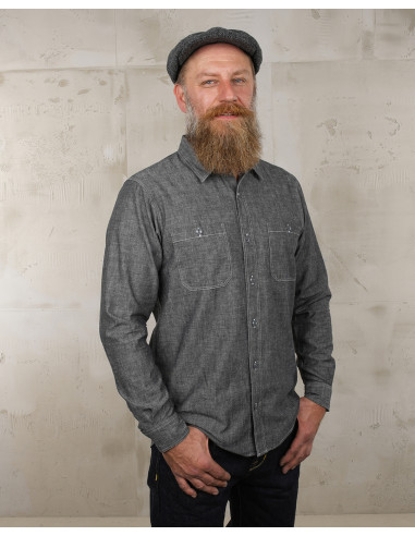 Hemd 1940 USN Chambray Shirt Harbor Grey - Pike...