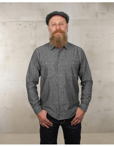 Chemise 1940 USN Chambray Shirt Harbor Grey - Pike Brothers