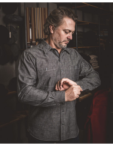 Hemd 1940 USN Chambray Shirt Harbor Grey - Pike...