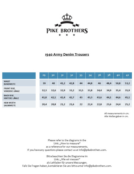 Pantalon 1940 Army Denim Trousers indigo 9 oz – Pike Brothers