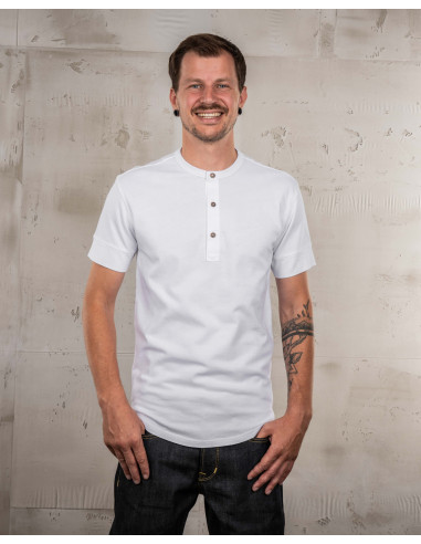 1927 Henley Shirt Short Sleeve Pure White -...