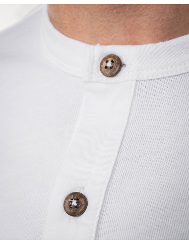 1927 Henley Shirt Short Sleeve Pure White -...