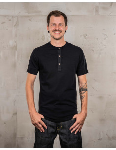 1927 Henley Shirt Short Sleeve Deep Black - Pike Brothers