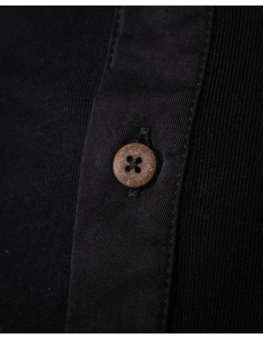 1927 Henley Shirt Short Sleeve Deep Black -...