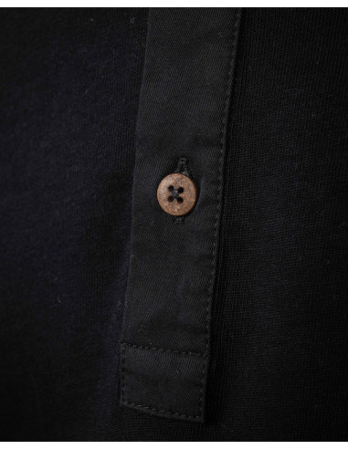 1927 Henley Shirt Short Sleeve Deep Black -...