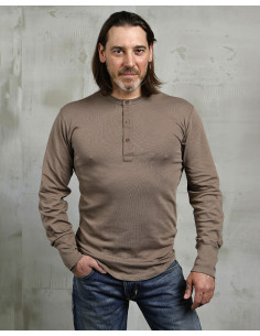 1927 Henley Shirt Long Sleeve Mud - Pike Brothers