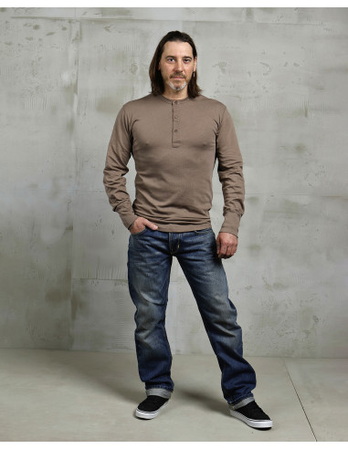 1927 Henley Shirt Long Sleeve Mud - Pike Brothers