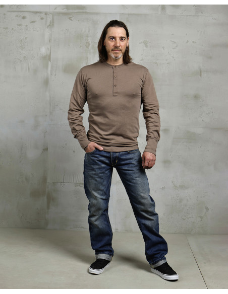 1927 Henley Shirt Long Sleeve Mud - Pike Brothers