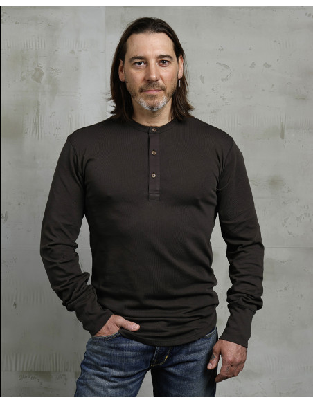 1927 Henley Shirt Long Sleeve Coffee - Pike Brothers