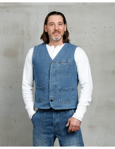 1948 Crafter Vest Blue Wabash Rinsed - Pike...