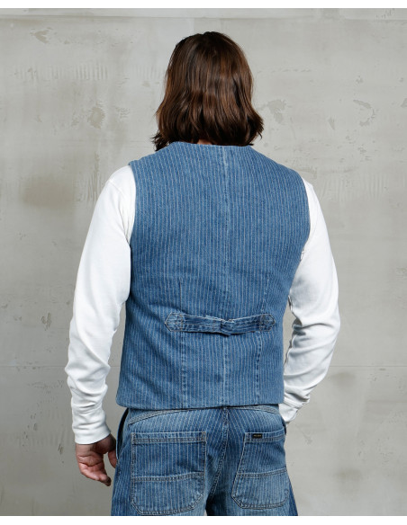 1948 Crafter Vest Blue Wabash Rinsed - Pike Brothers