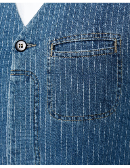 1948 Crafter Vest Blue Wabash Rinsed - Pike Brothers
