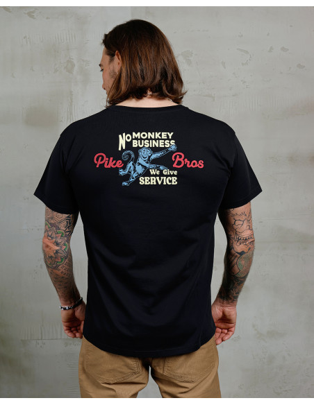 T-shirt 1969 Sports Tee No Monkey Business Black - Pike Brothers