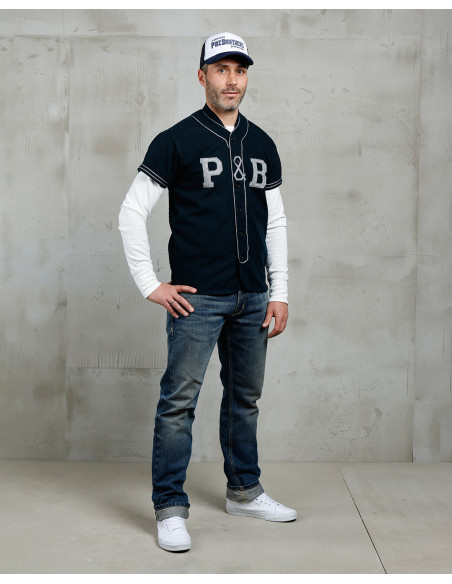 1938 Baseball Shirt Dark Navy - Pike Brothers